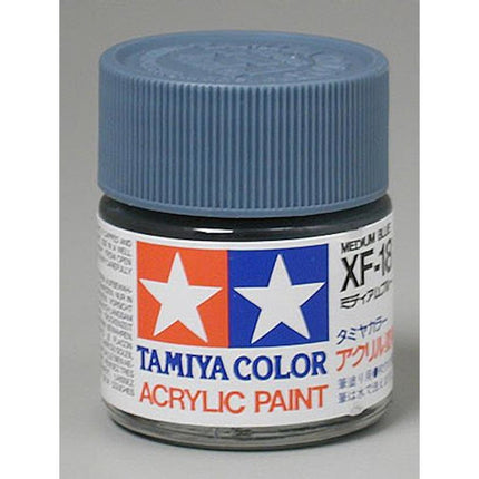 TAM81318, Tamiya XF-18 Flat Medium Blue Acrylic Paint (23ml)