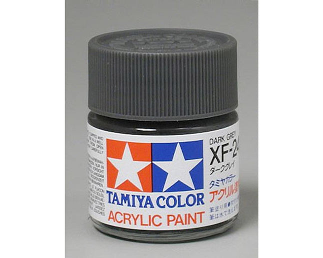 TAM81324, Tamiya XF-24 Flat Dark Grey Acrylic Paint (23ml)