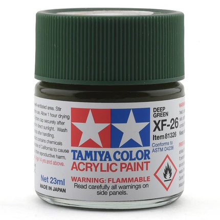 TAM81326, Tamiya XF-26 Flat Deep Green Acrylic Paint (23ml)
