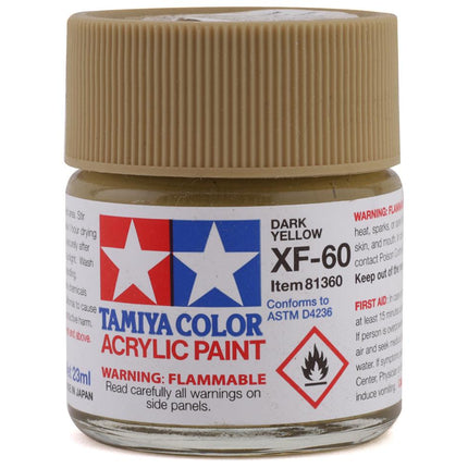 TAM81360, Tamiya XF-60 Flat Dark Yellow Acrylic Paint (23ml)