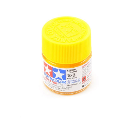 TAM81508, Tamiya X-8 Lemon Yellow Acrylic Paint (10ml)