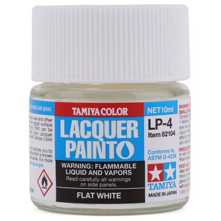 TAM82104, Tamiya LP-4 Flat White Lacquer Paint (10ml)