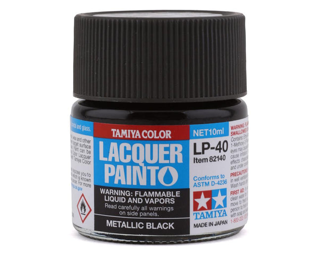 TAM82140, Tamiya LP-40 Metallic Black Lacquer Paint (10ml)