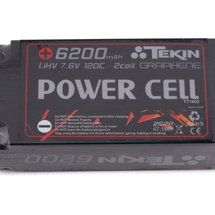 TEKTT1602, Tekin Power Cell 2S Hard Case Shorty 120C Graphene LiPo Battery (7.6V/6200mAh)