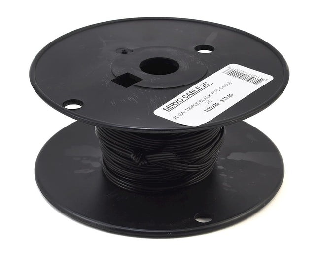 TQW2220, TQ Wire 22awg Triple Black Servo Wire Spool (Black) (25ft / 7.6m)