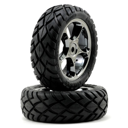 TRA2479A, Traxxas Anaconda Front Tires w/Tracer 2.2" Wheels (2) (Black Chrome) (Standard)