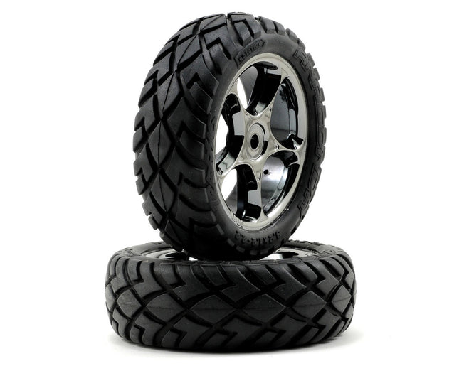 TRA2479A, Traxxas Anaconda Front Tires w/Tracer 2.2" Wheels (2) (Black Chrome) (Standard)