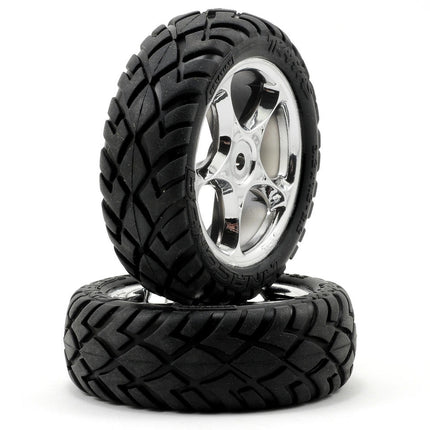 TRA2479R, Traxxas Anaconda Front Tires w/Tracer 2.2" Wheels (2) (Chrome) (Standard)