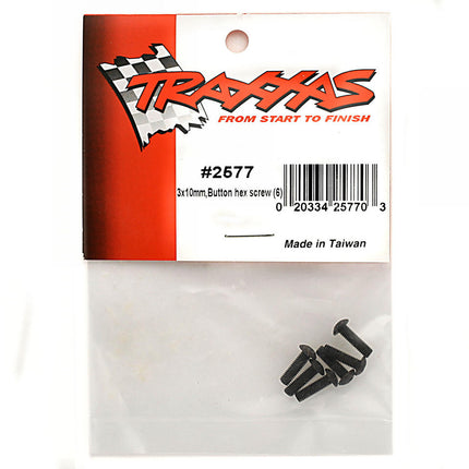 TRA2577, Traxxas 3x10mm Button Head Screws (6)