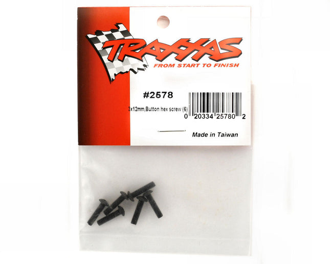 TRA2578, Traxxas 3x12mm Button Head Screws (6)