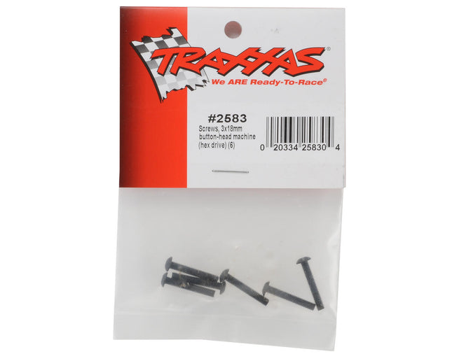 TRA2583, Traxxas 3x18mm Button Head Screws (6)