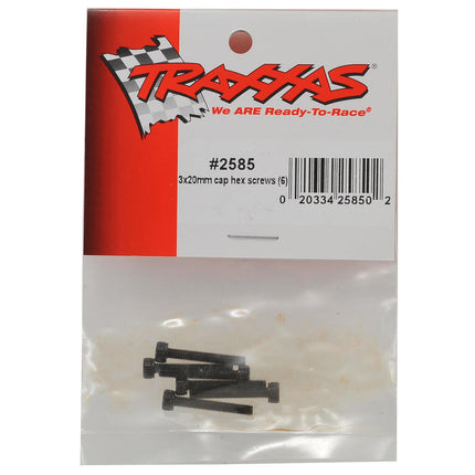 TRA2585, Traxxas 3x20mm Cap Head Hex Screw (6)
