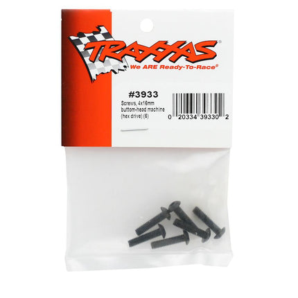 TRA3933, Traxxas 4x16mm Button Head Screws (6)