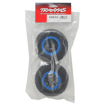 TRA5883A, Traxxas BFGoodrich KM2 Tire w/Split-Spoke Rear Wheel (2) (Black/Blue) (Standard)