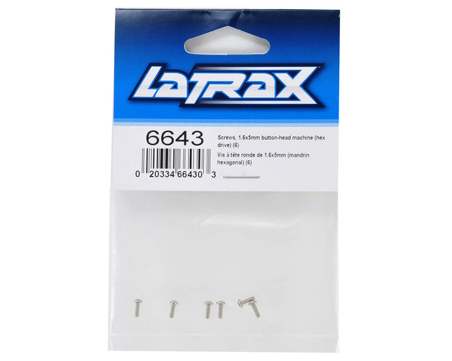 TRA6643, Traxxas LaTrax Alias 1.6x5mm Button Head Hex Screws (6)