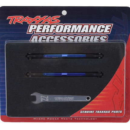 TRA6742X, Traxxas Rustler 4X4 87mm Aluminum Toe Link (Blue) (2)
