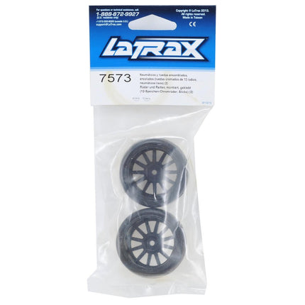 TRA7573, Traxxas LaTrax Pre-Mounted Slick Tires & 12-Spoke Wheels (Chrome) (2)