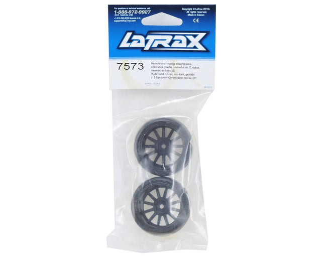 TRA7573, Traxxas LaTrax Pre-Mounted Slick Tires & 12-Spoke Wheels (Chrome) (2)