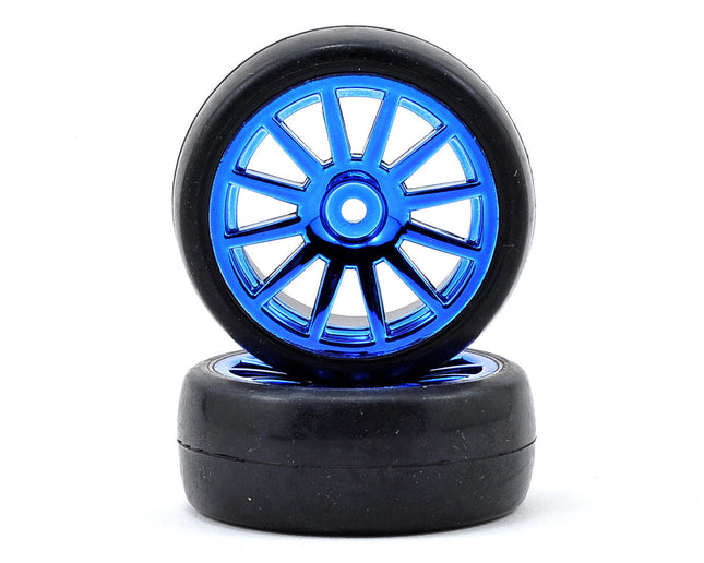 TRA7573R, Traxxas LaTrax Pre-Mounted Slick Tires & 12-Spoke Wheels (Blue Chrome) (2)