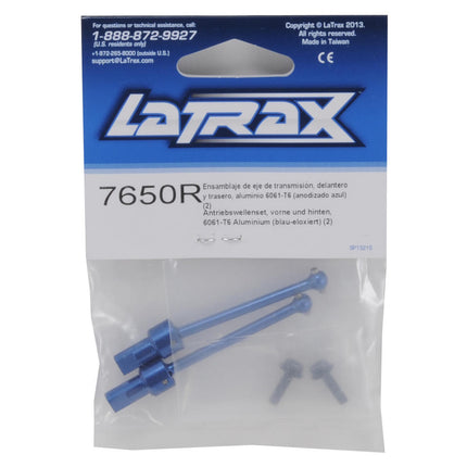 TRA7650R, Traxxas LaTrax Aluminum Front/Rear Driveshaft (2) (Blue)