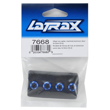 TRA7668, Traxxas LaTrax Aluminum Wheel Nut Washer (Blue) (4)