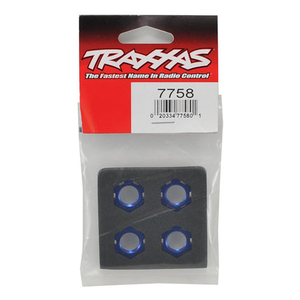 TRA7758, Traxxas Sledge/X-Maxx/E-Revo VXL 17mm Splined Wheel Nut (Blue) (4)