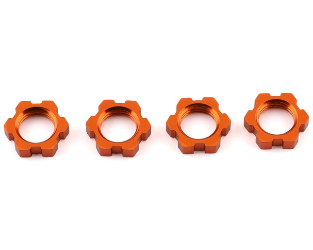 TRA7758T, Traxxas Sledge/X-Maxx/E-Revo VXL 17mm Splined Wheel Nut (Orange) (4)