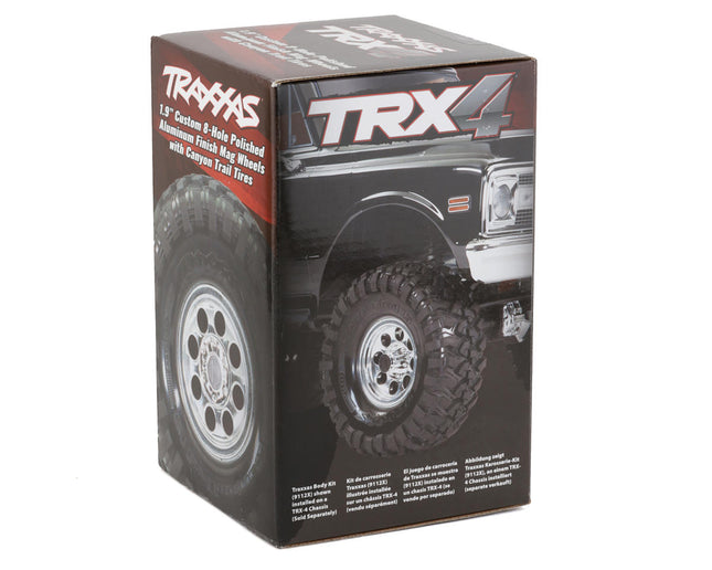 TRA8183X, Traxxas TRX-4 Pre-Mounted Canyon Trail 2.2" Crawler Tires w/8-hole Mag Wheels (Chrome) (4)