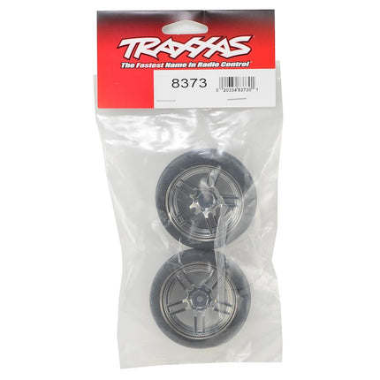 TRA8373, Traxxas 4-Tec 2.0 1.9" Response Front Pre-Mounted Tires w/Split-Spoke Wheels (Black Chrome) (2)