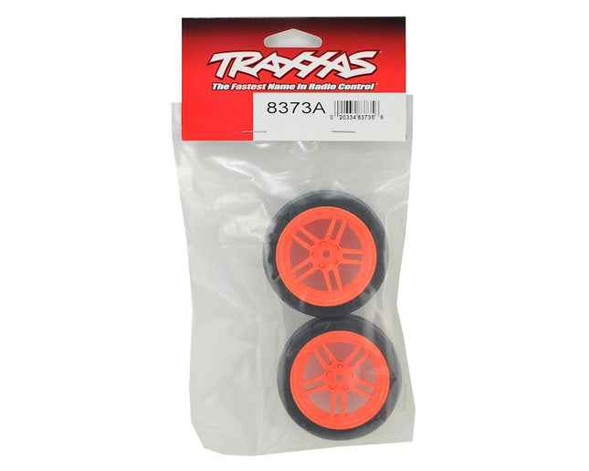 TRA8373A, Traxxas 4-Tec 2.0 1.9" Response Front Pre-Mounted Tires w/Split-Spoke Wheels (Orange) (2)