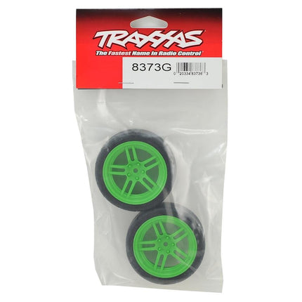 TRA8373G, Traxxas 4-Tec 2.0 1.9" Response Front Pre-Mounted Tires w/Split-Spoke Wheels (Green) (2)