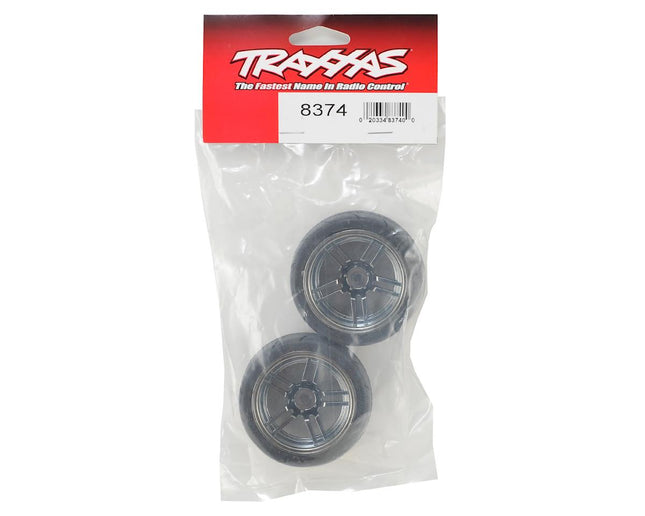 TRA8374, Traxxas 4-Tec 2.0 1.9" Response X-Tra Wide Rear Pre-Mounted Tires w/Split-Spoke Wheels (Black Chrome) (2)