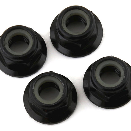 TRA8447A, Traxxas 5mm Aluminum Flanged Nylon Locking Nuts (Black) (4)