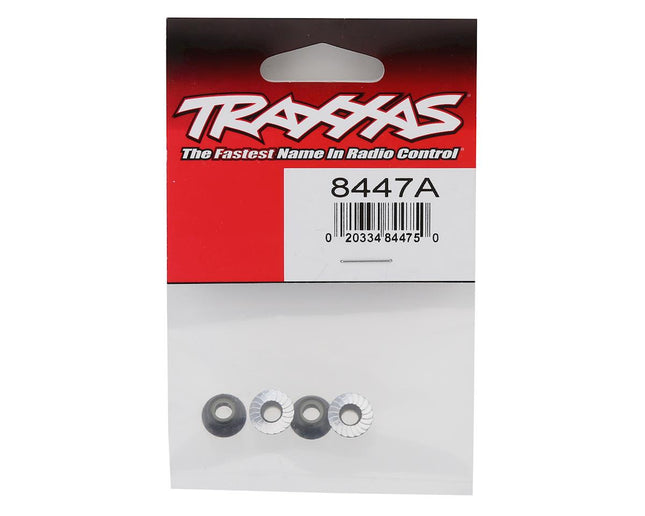 TRA8447A, Traxxas 5mm Aluminum Flanged Nylon Locking Nuts (Black) (4)