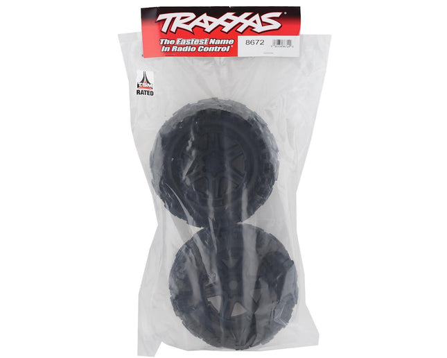 TRA8672, Traxxas Talon EXT 3.8" Pre-Mounted E-Revo 2.0 Tires w/17mm Hex (2) (Black)
