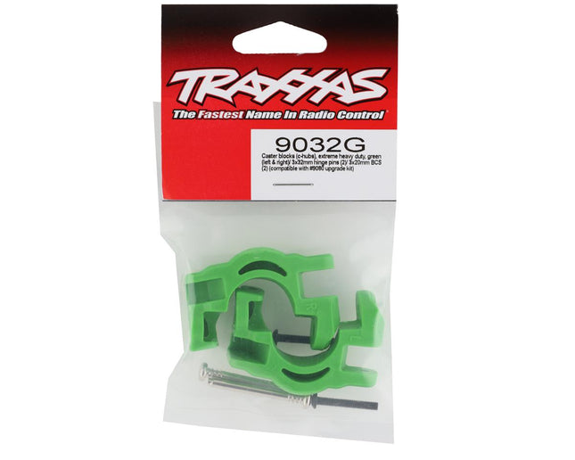 TRA9032G, Traxxas Hoss/Rustler/Slash 4x4 Extreme Heavy Duty Caster Blocks (Green) (2)