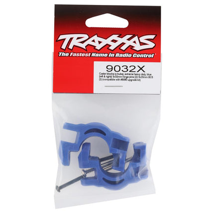 TRA9032X, Traxxas Hoss/Rustler/Slash 4x4 Extreme Heavy Duty Caster Blocks (Blue) (2)