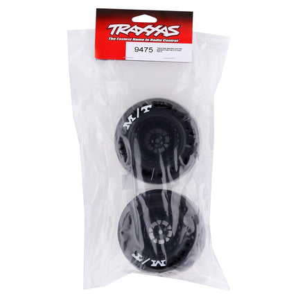 TRA9475, Traxxas Drag Slash Rear Pre-Mounted Tires (Gloss Black) (2) w/Weld Wheels & 12mm Hex