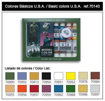 Vallejo Basic USA Colors Paint Set, 17ml - Caloosa Trains And Hobbies