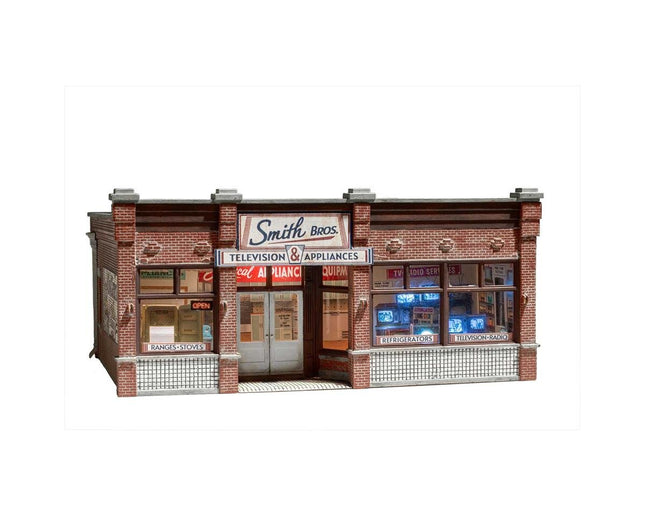 WOOBR5069, Woodland Scenics HO Smith Brothers TV & Appliance Store