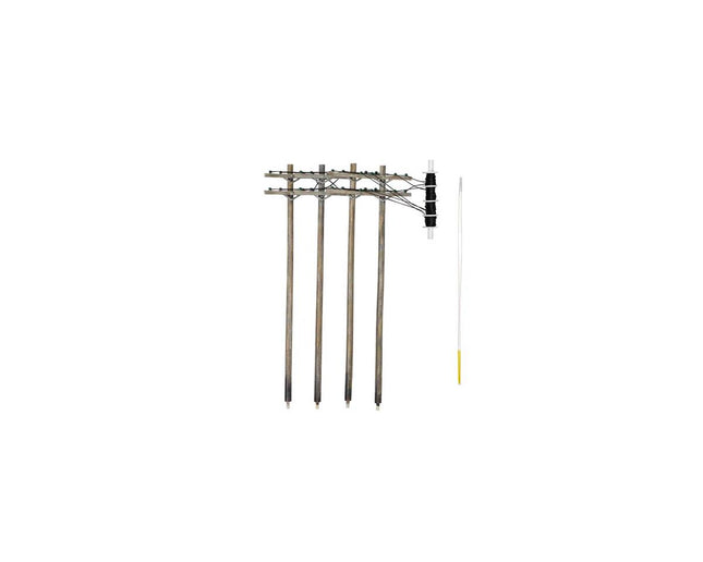 WOOUS2266, HO Wired Poles Double Crossbar