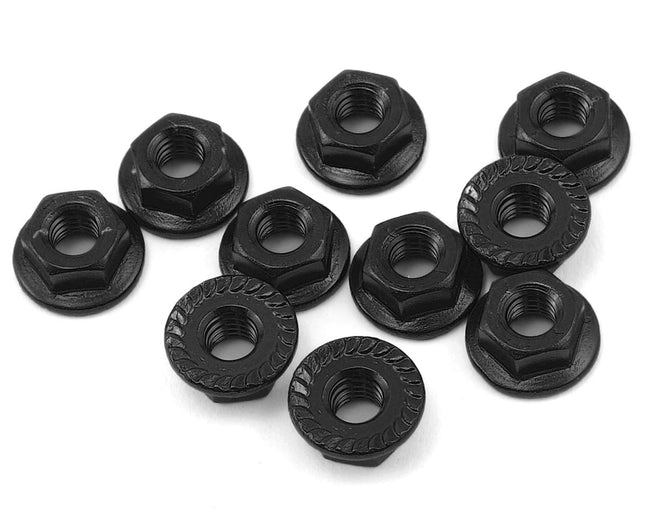 YEA-LN-M4S-BK, Yeah Racing 4mm Aluminum Serrated Lock Nut (10) (Black)