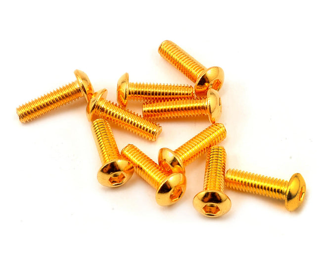 YEA-SHP-310GD, Yeah Racing 3x10mm 24K Gold Coated 12.9 Grade Steel Button Head Hex Screw (10)