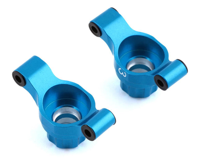 YEA-TT02-007-3BU, Yeah Racing Tamiya TT-02 Aluminum Rear Hubs (Blue) (2) (3° Toe-In)