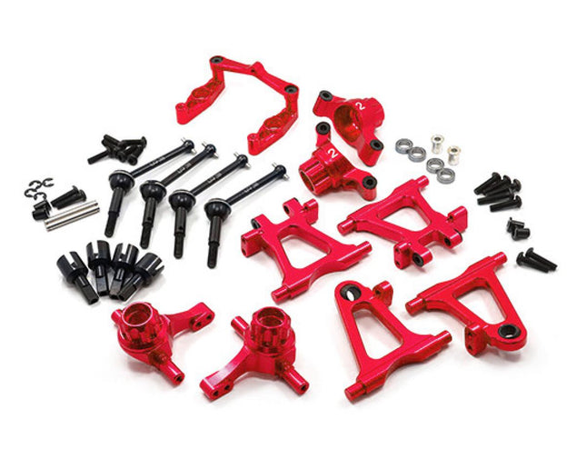 YEA-TT02-S01RD, Yeah Racing Tamiya TT-02 Aluminum Essential Upgrade Set (Red)