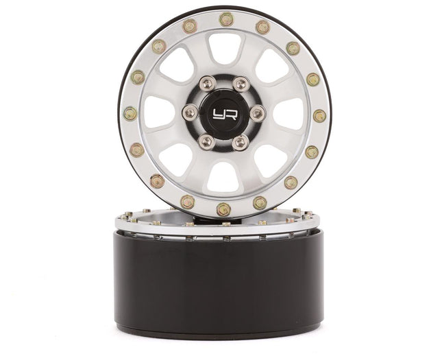 YEA-WL-0115SV, Yeah Racing 1.9" Aluminum 8-Spoke Beadlock Wheels w/12mm Hex (Silver) (2)