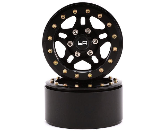 YEA-WL-0116BK, Yeah Racing 1.9" Aluminum 5-Spoke Beadlock Wheels w/12mm Hex (Black) (2)