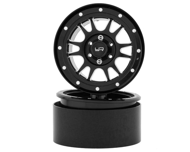 YEA-WL-0119BK, Yeah Racing 2.2" Aluminum 12-Spoke Beadlock Wheels w/12mm Hex (Black) (2)