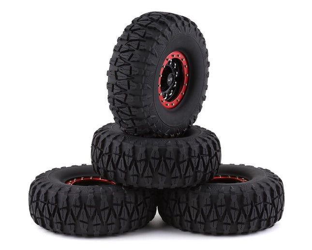 YEA-WL-0138RD, Yeah Racing Claw 1.9" Pre-Mounted Tires w/Aluminum Beadlock Wheels (Black) (4)