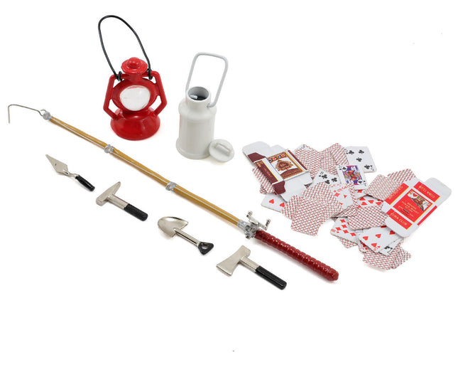 YEA-YA-0364, Yeah Racing Scale Crawler Camping Set w/Lamp, Fishing Rod, Poker Cards, Tools